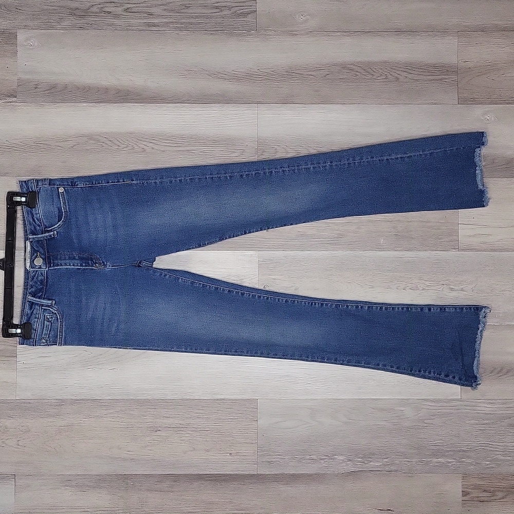 Free People Womens 25 Blue Denim Skinny Raw Hem Medium Wash Casual Stretch